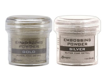 Gold & Silver - 2-Pack Variety - Ranger Embossing Powder, 1 Jar Super Fine Gold + 1 Jar Super Fine Silver