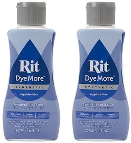 Synthetic Rit Dye More Liquid Fabric Dye - Ultimate Synthetic Rit Dye  Accessories Kit - Available in Multiple Colors - 7 Ounces - Sapphire Blue 