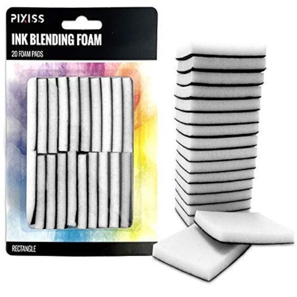 Pixiss Mini Ink Blending Foams, 20 Pack Rectangle Replacement Foam Pads for Distressing, Blending and More