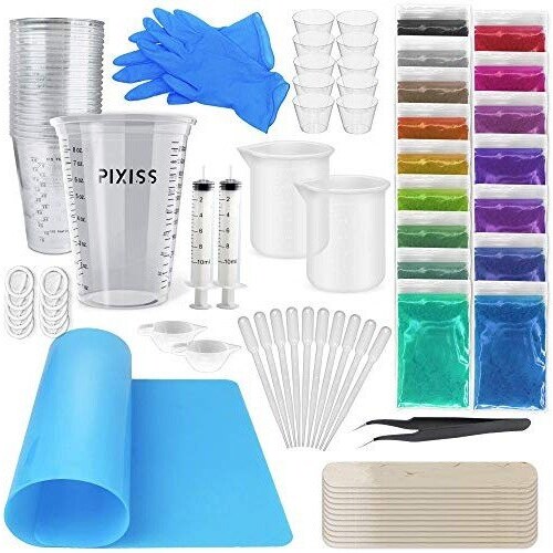 Pixiss Epoxy Resin Mixing Kit 15 Resin Mica Powder Pigments Etsy