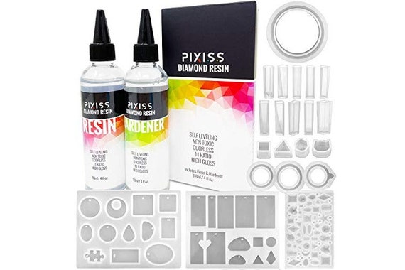 Epoxy Resin Kit Epoxy Resin Molds Silicone Kit Bundle Pixiss Easy Mix 1:1  17-ounce Kit Epoxy Resin Mixing Cups and Supplies For 