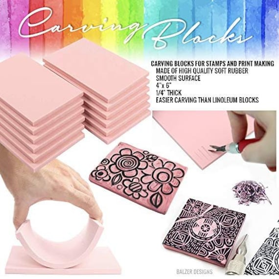 Rubber Block Stamp Carving Blocks Stamp Making Kit with Cutter