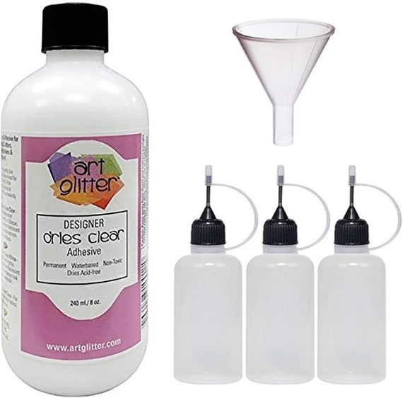 Art Glitter Glue Designer Dries Clear Adhesive 2 oz with Ultra Fine Metal  Tip