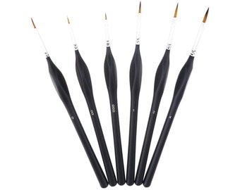 Small Paint Miniature Brushes Fine Tip 6pc 000 Paintbrushes Set for Model Craft Warhammer Airplane Kits Micro Detail Hobby Painting