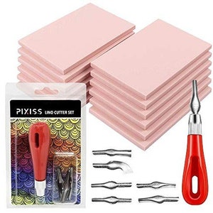 12 Rubber Blocks + Carving Tool Rubber Block Stamp Carving Block Stamp Making Kit with Cutter Tools, (1, 5, and 12) Carving Rubber Stamps