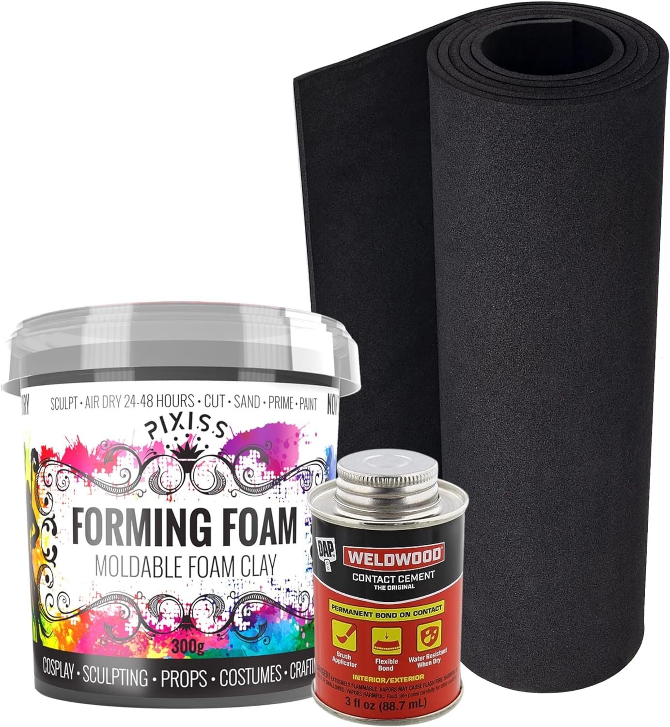 Air Dry Clay Foam black 300g and EVA Foam 35cm X 150cm X 5mm Foam Roll and  DAP Weldwood Contact Cement 3oz Cosplay Foam and Clay -  Canada