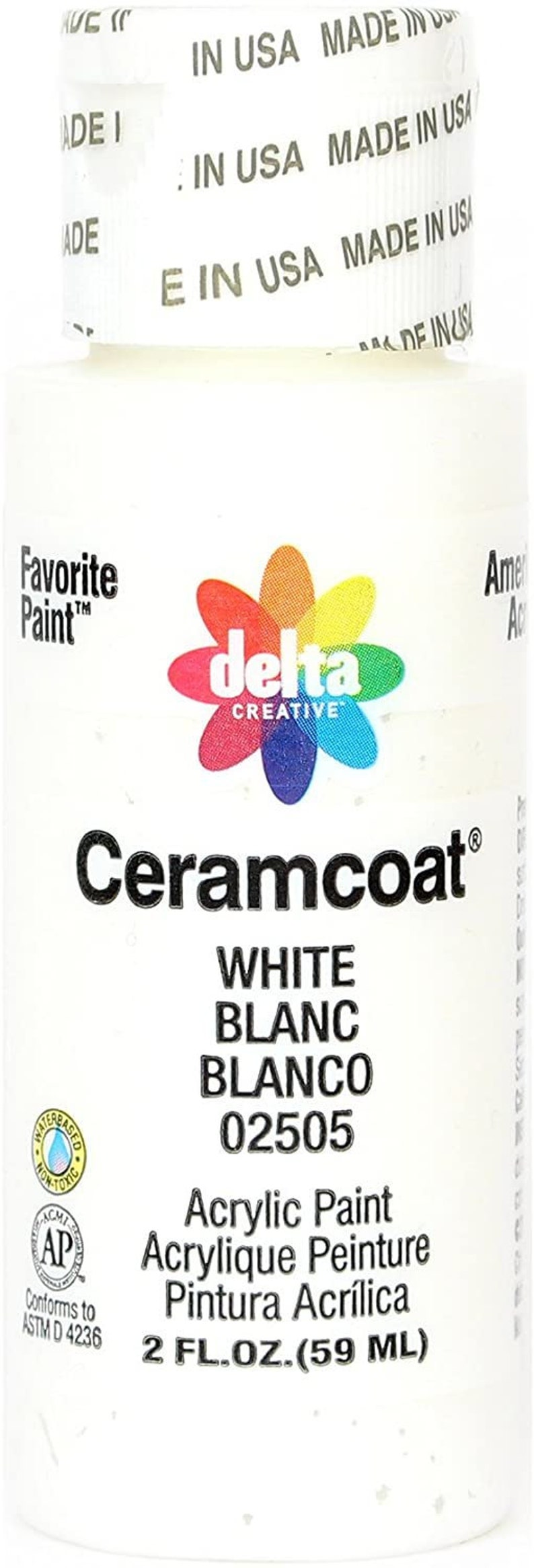 Peinture acrylique Delta Creative Ceramcoat en couleurs assorties 2 oz, 2505, blanc White