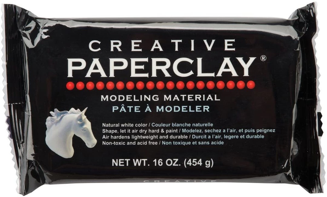 CREATIVE PAPERCLAY, 2 packages, 16 oz ea., air dry, no firing, for  dollmaking, sculptures, ornaments, jewelry, can be painted with any paint
