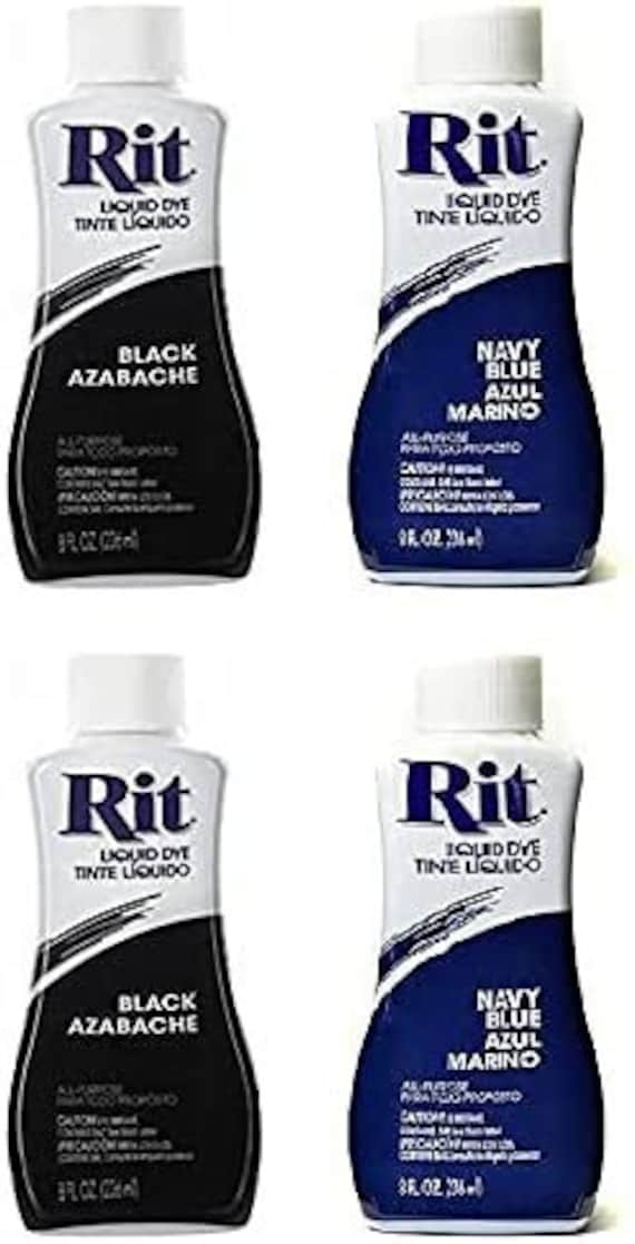 Rit All Purpose Liquid Fabric Dye Bundle (4 Pack) , 2 - Black 8oz Dye + 2 - Navy Blue 8oz Dye