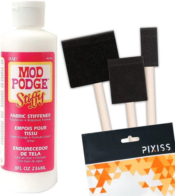 Mod Podge Stiffy Fabric Stiffener 8oz Quick Mod Podge Fabric and Hat  Stiffener, 3 Pixiss Foam Brushes for Fabric Stiffener Spray And 