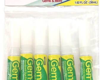 Beacon Gem-Tac colle permanente pour pierres précieuses et strass, sac de 6 tubes, paquet de 1