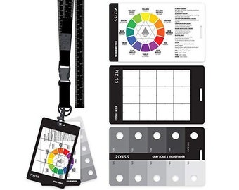 Grey Scale Value Finder, Color Wheel, Artists View Catcher Finder Viewfinder on Lanyard with Measuring Tape Tools for Artists Drawing