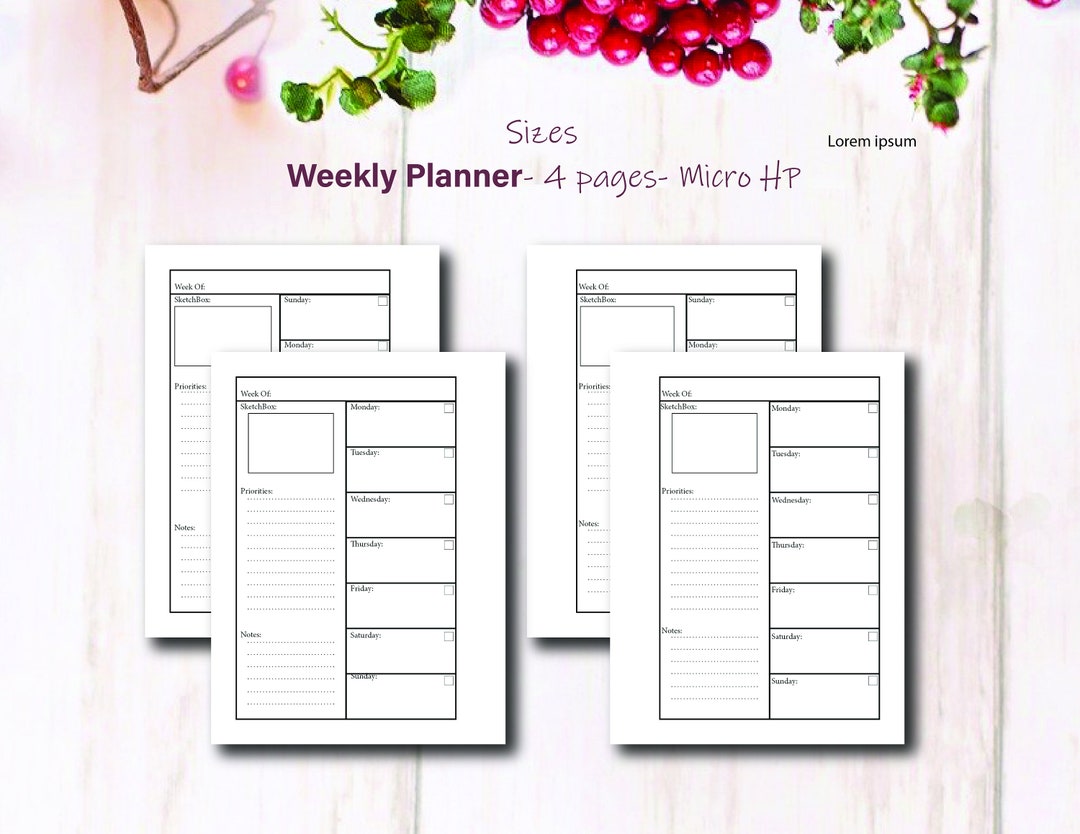 Printable Weekly Planner: Micro HP Schedule Organizer (digital Download ...