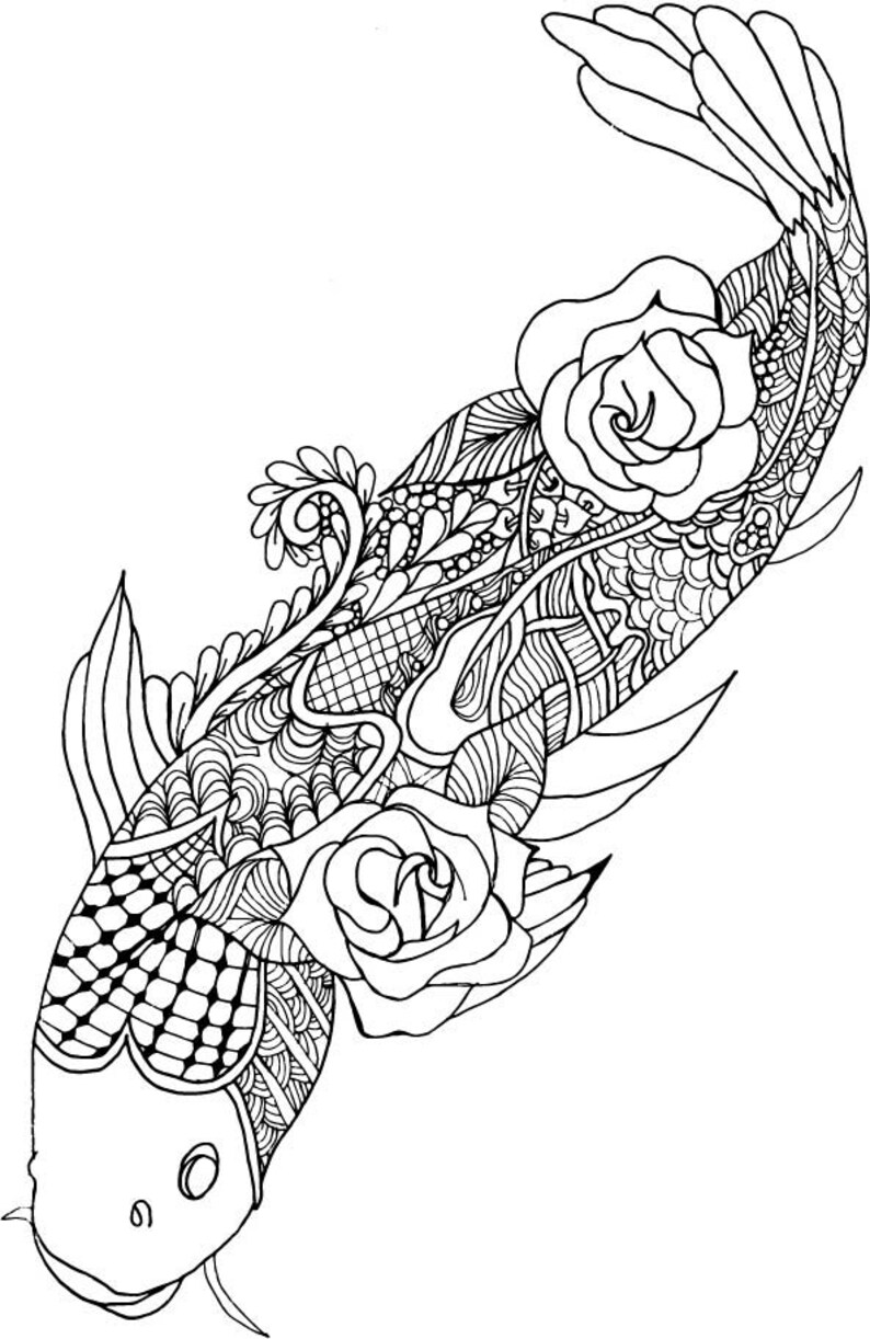 Download Floral Koi Fish Zentangle Mandala svg Koi Fish Cricut | Etsy