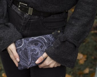 Black abstract Zentangle inspired toiletry- Makeup pouch