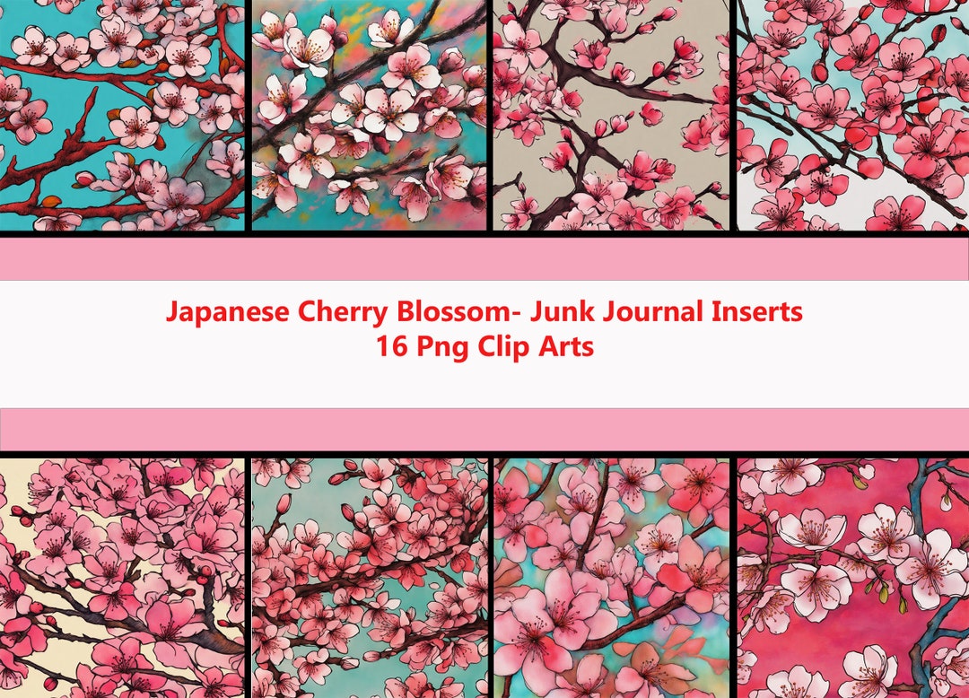 Japanese Cherry Blossom Svg Package - Junk Journal Clip Art - Digital ...