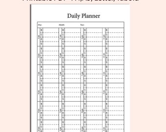 15 Minute Daily Planner: 24 Hour Printable (A4, A5, Letter, Tabloid)
