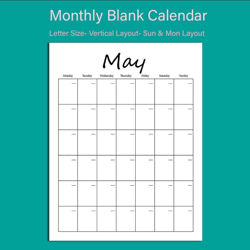 Blank 8x10 Calendar Template Calendar Printable Free 8 X 10 Prinable 