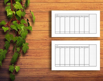 Printable Undated Personal size Landscape Orientation- Printable Weekly Planner -