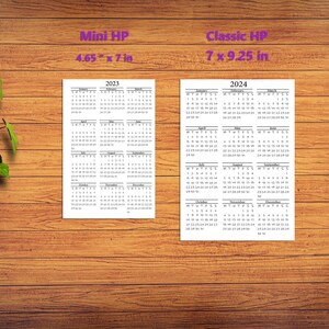 2024 2025 Printable Year At A Glance Calendar A5, A6, Letter, A4, Mini HP, Classic HP Sunday and Monday Start Planner Dashboard image 5