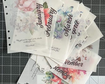 Monthly Christian bible quote dashboard set for Personal/Personal Wide/A5 Planners