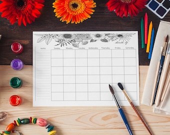 Large Undated Monthly Planner, Tear off Pad, 48 sheets, Sunday Start, Monthly Calendar