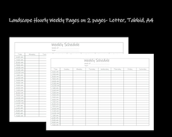 Printable Hourly Planner,Time Blocking Printable,Notion Planner, Hourly Schedule, Sunday/Monday Start, A4, Tabloid, Letter Sized