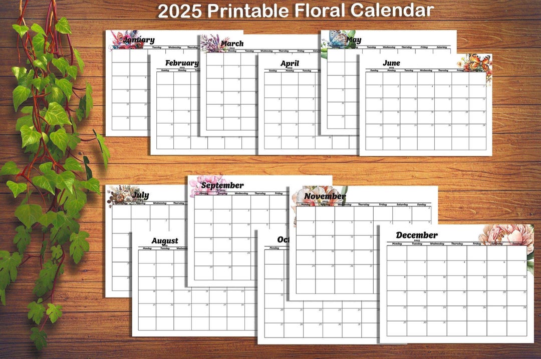 2025 Printable Monthly Calendar, Sunday Monday Start, Letter A4 Tabloid ...