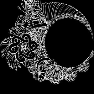 Crescent Moon Zentangle Svg, Downloadable Coloring Page