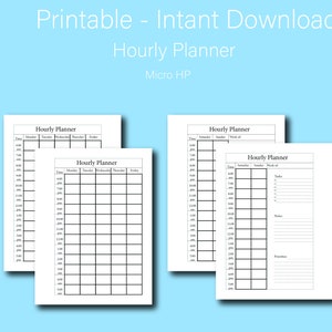 Printable Daily Planner Micro Happy Planner, Printable Undated Day Planner, Hourly Daily Schedule Planner PDF in 4 Pages