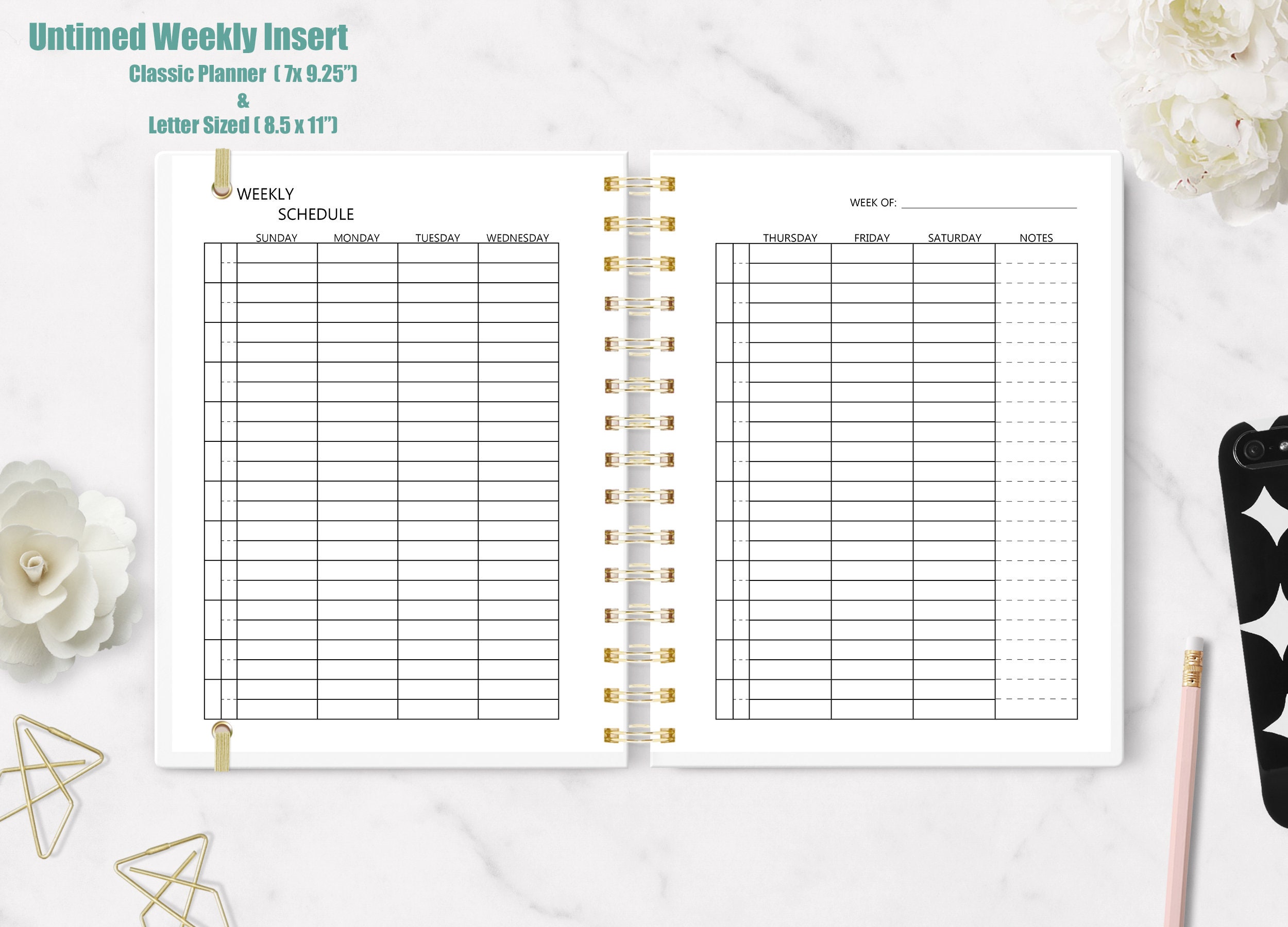 Printable Hourly Weekly Planner,classic Happy Planner Insert, Half Hour ...