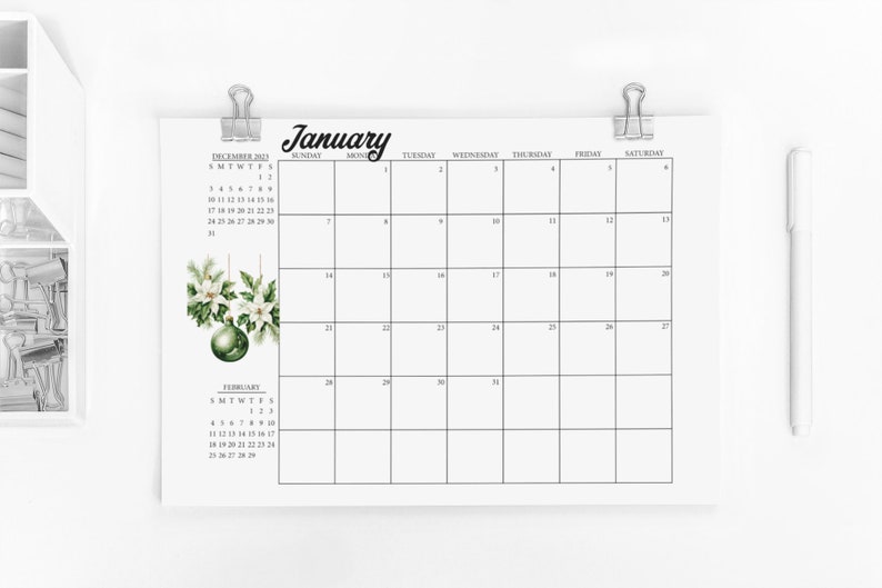 Printable Large 2024 Monthly Calendars 8.5x11, A4, and 11x17 LANDSCAPE ...