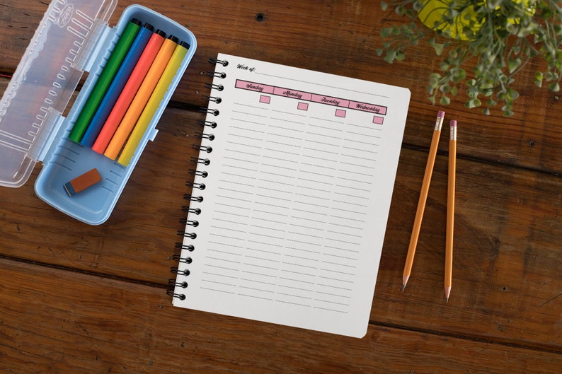 Lined Weekly Planner Printable: Sunday Start, A5/classic Hp/letter (PDF ...