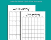 Blank Monthly Calendar: Vertical Printable Pages (PDF Download)