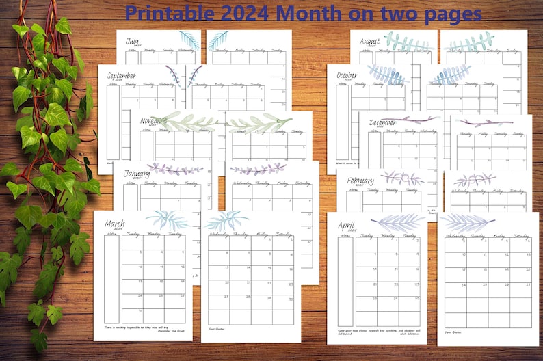 Printable 2024 Monthly Calendar Classic HP Planners Classic HP