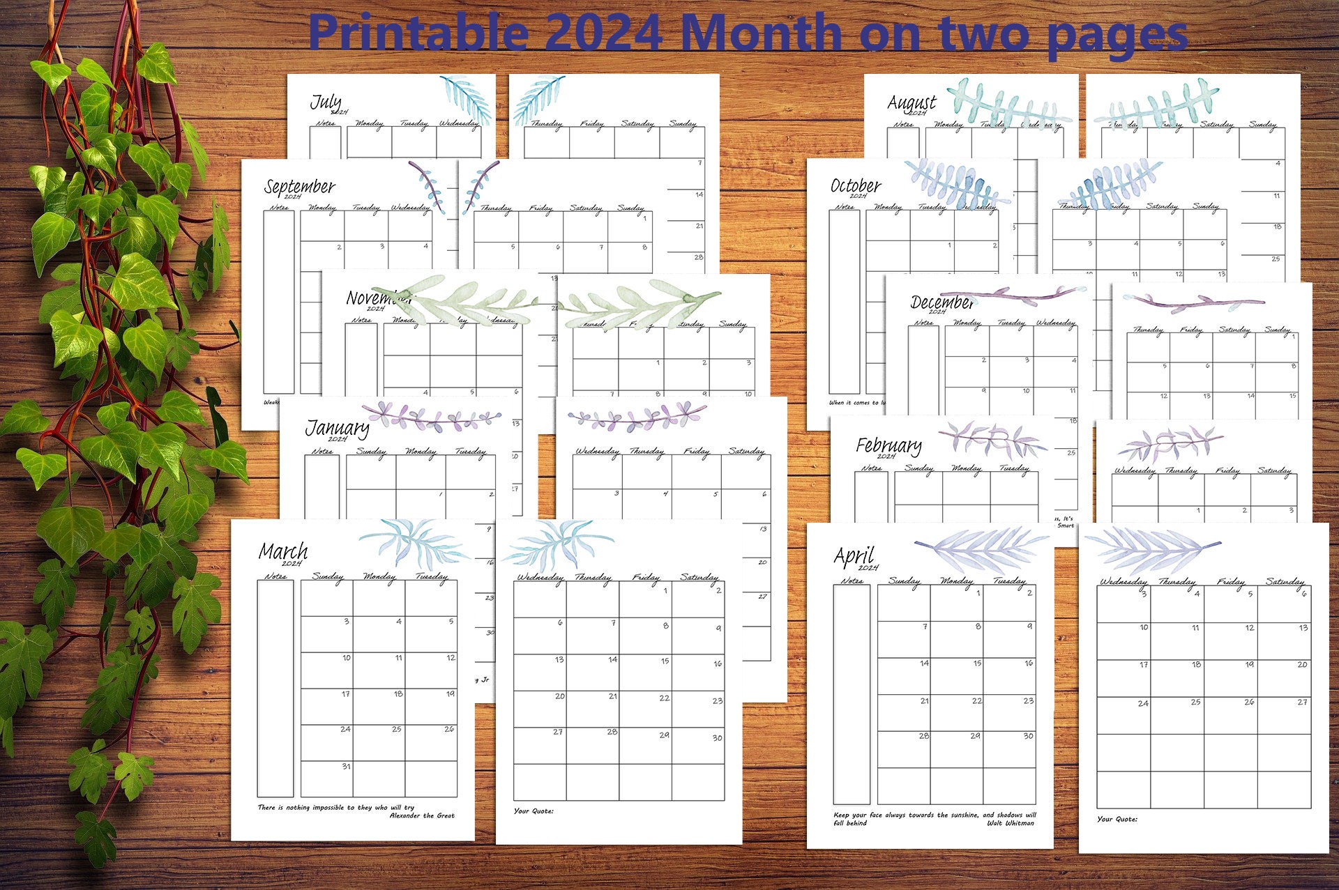Printable 2024 Monthly Calendar Classic HP Planners Classic HP