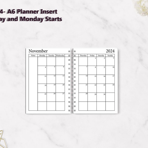 A6 Calendar 2024 Printable - Etsy