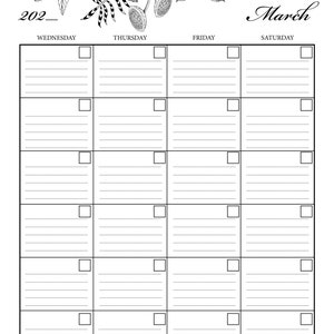 Undated Monthly Calendar Printable Planner Inserts, Lined and Unlined ...