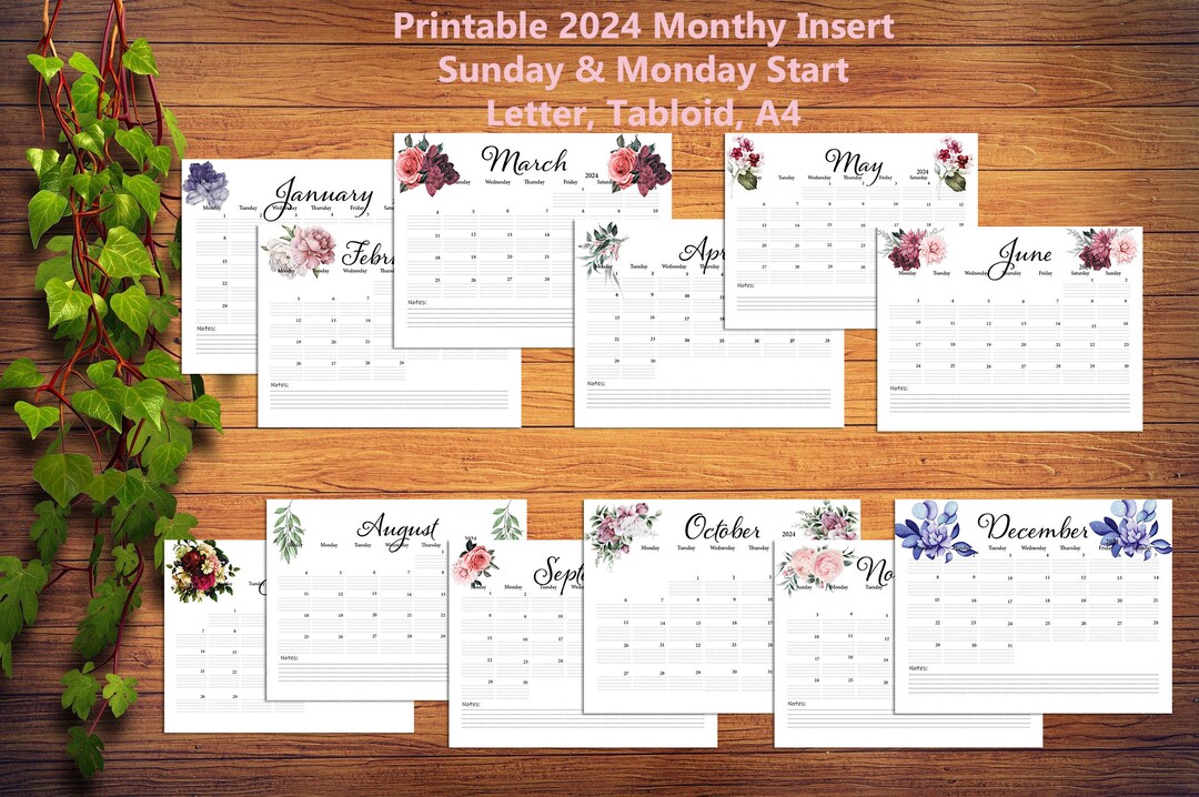 2024 Calendar Printable Landscape Horizontal US Letter, A4, Tabloid Sunday and Monday Start - Etsy 2024-calendar-printable-landscape-horizontal-us-letter-a4-tabloid-sunday-and-monday-start-etsy