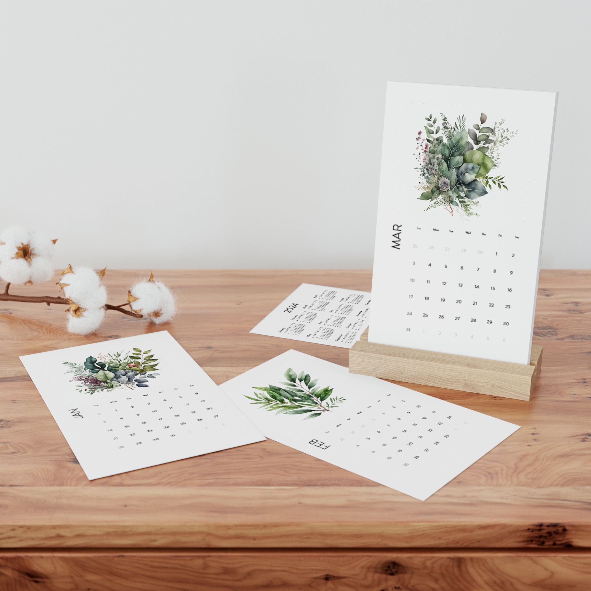 2024 Botanical Desk Calendar with stand Vertical Desk Calendar sold