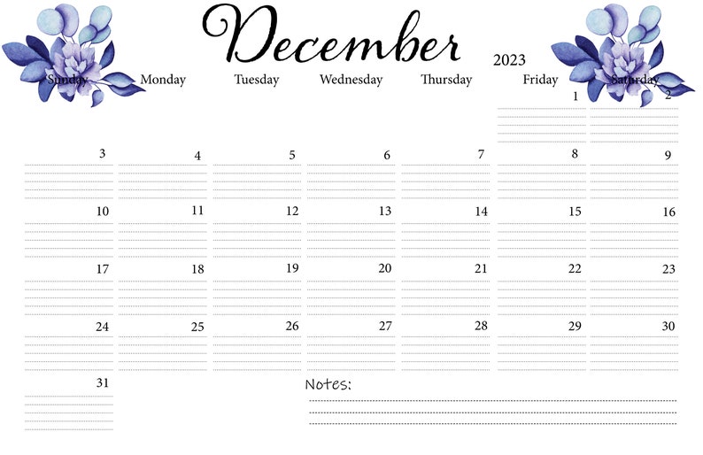 2023-monthly-printable-lined-calendar-landscape-wall-etsy