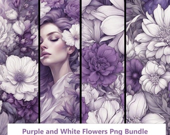 Purple and White Flower PNG Package - 16 Designs