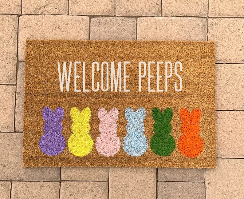 Peeps Easter Spring Mat Personalized Doormat Etsy