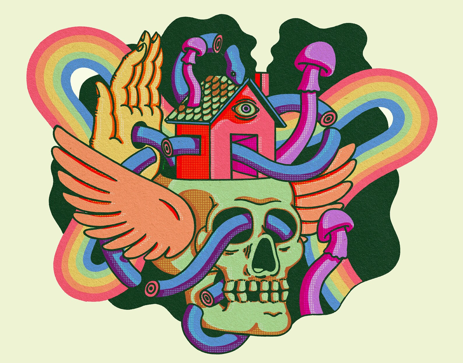 Psychedelic Skull Art Print 11 x 14 Etsy