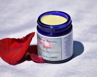 ROSE DIVINATION | Luxurious Rose Petal Face Cream | 100% Natural, handcrafted, synthetic free, wild gathered roses + pure rose otto