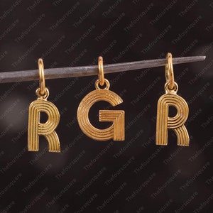 Dije acanalado de oro macizo de 14 k, dije de letra personalizado, dije de inicial, dije del alfabeto, dije personalizado, dije de la letra M para collar