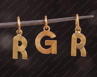 14k Solid Gold Fluted Charm, Custom Letter Charm, Initial Charm, Alphabet Charm Pendant, Personalized Charm, M Letter Charm For Necklace