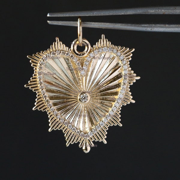Spiked Heart Charm Diamond - Yellow Gold main image 1