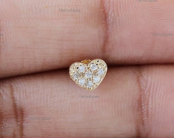 Diamond Heart Earrings in 14k Gold / Heart Stud Earrings / Micro Pave Diamond Earrings / Micro Pave Rose Gold Heart Earrings / Gift for Her