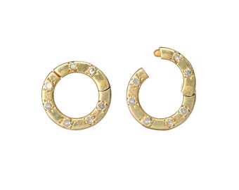 Diamond Enhancer Lock, Diamond Round Lock, 14k Gold Flush Set Diamond Connector Lock, Ronde bedel, Slot voor ketting, armband en oorbellen